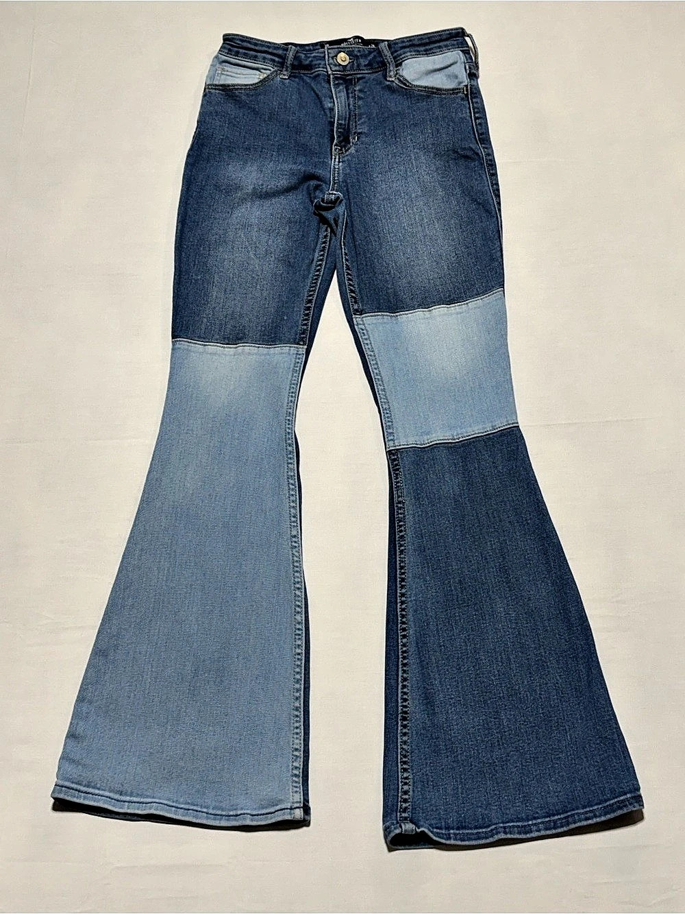 Hollister High-Rise Vintage Flare Color Block Flare Jeans Waist 25 Like New